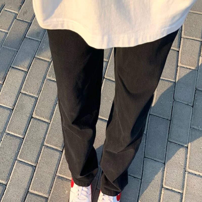 高个子黑色薄款直筒牛仔裤女夏季高腰显瘦弹力拖地加长裤ins潮