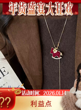 【年货狂欢盛宴】高端定制镶钻款马上有钱植绒吊坠毛衣链~可调节