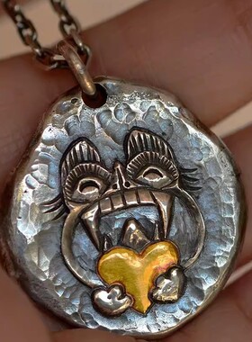 新中式民族风复古发财爱心瓦猫项链个性国潮时尚卫衣链情侣款颈链