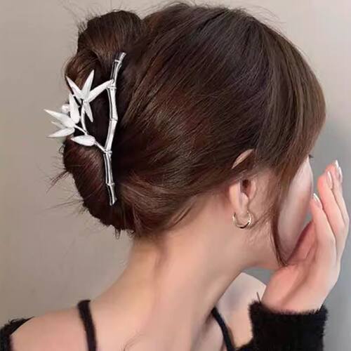 古风竹叶抓夹女2024新款高级感发夹后脑勺新中式国风大号鲨鱼夹子