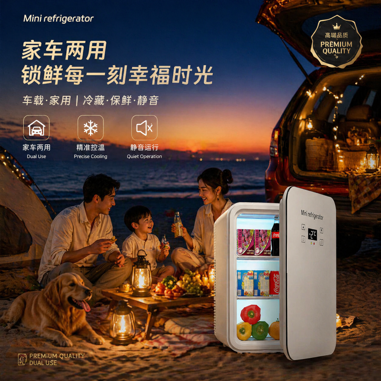 新款12V小型迷你通用便携车载冰箱车家两用汽车专用220V露营双温.