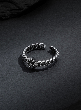 NATIVE STRANGER十字花链条戒指925银