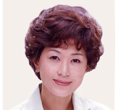 中老年假发真人发丝女式短发妈妈短卷发蓬松假头发中年女士全头套