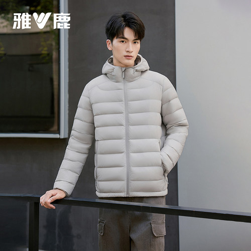 雅鹿排骨羽绒服男款2026冬季新款运动休闲轻薄鹅绒服情侣保暖外套