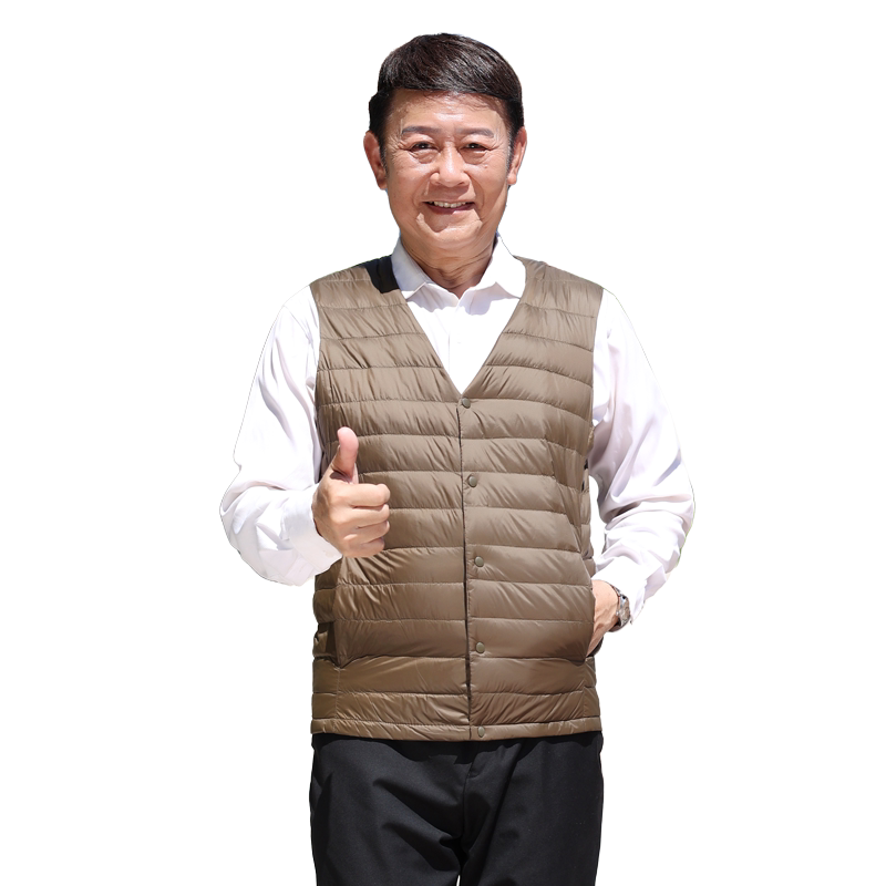雅鹿中老年羽绒马甲男冬季轻便内胆背心坎肩爸爸贴身轻薄羽绒服男