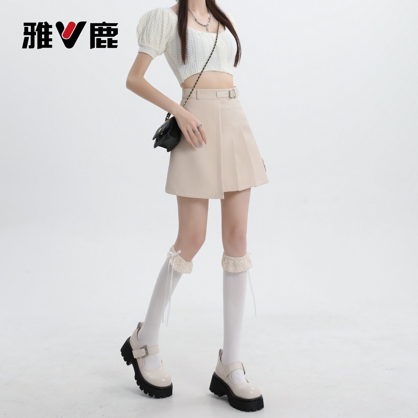 雅鹿2026夏季新款韩版休闲高腰A字半身裙女防走光短裙小众半裙Y