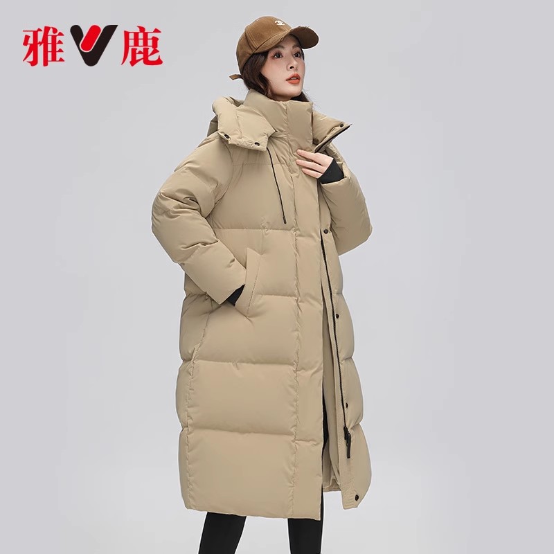 雅鹿官方旗舰店羽绒服女冬2025年新款长款过膝加厚防寒保暖外套