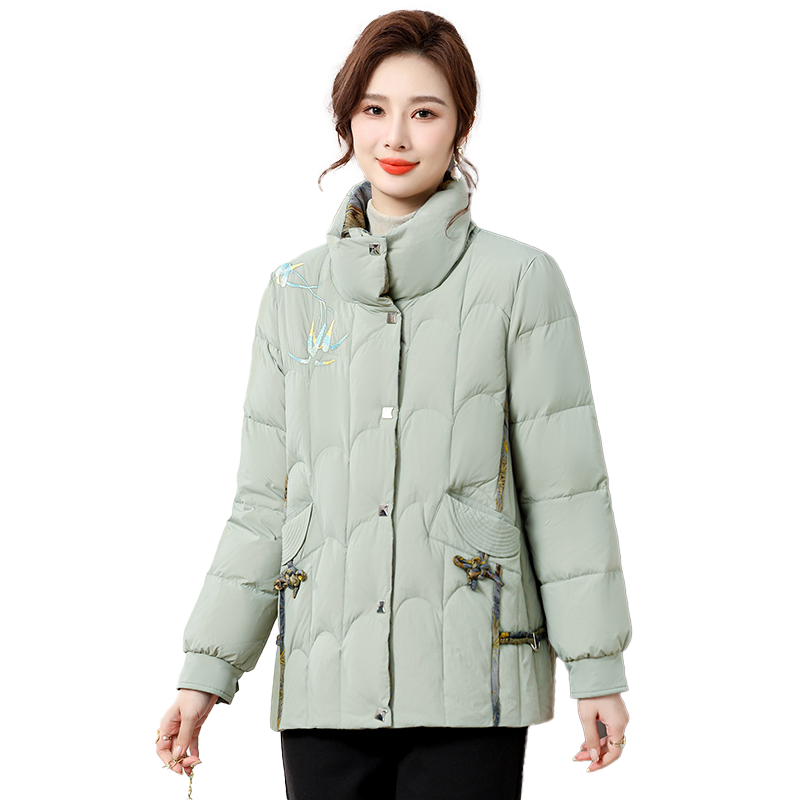 雅鹿女款复古国风妈妈羽绒服外套