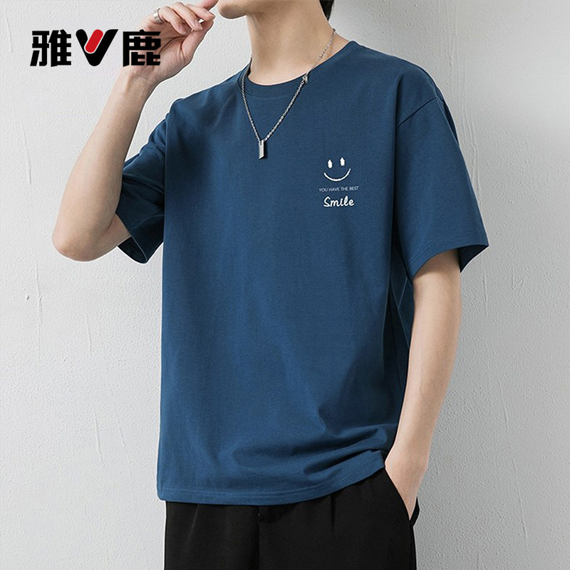 雅鹿男士纯棉短袖潮牌T恤图片