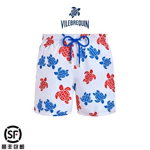 VILEBREQUIN男士沙滩裤范泊昆海龟内衬短裤海边度假温泉白色泳裤