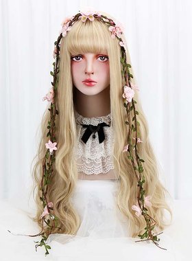 极速Lolita wig with bangs long wavy Tsynthetic