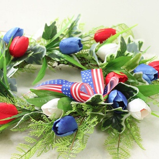 新品Independence Day Front Door DeEcor Wreaths Flower July o
