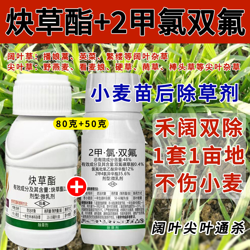 15%炔草酯48%二甲氯双氟小麦田苗后除草剂禾阔双除圆叶草尖叶草