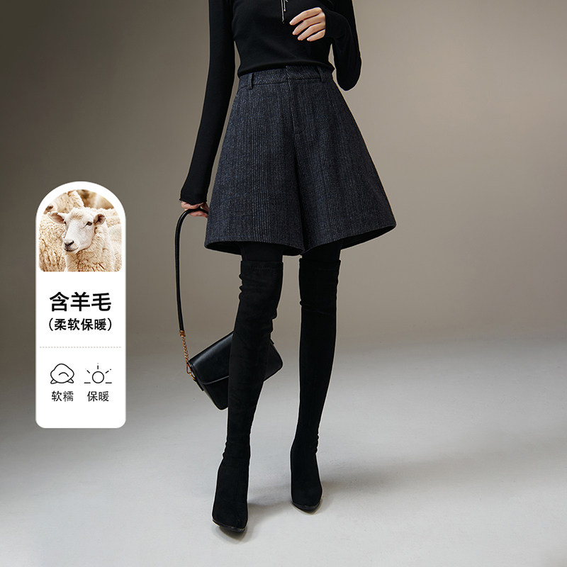 千寻宜2025冬款绵羊毛时尚靴裤简约大方小个子高腰休闲短裤女,女装/女士精品,休闲裤,淘宝优惠券,粉丝福利购,淘宝优惠卷