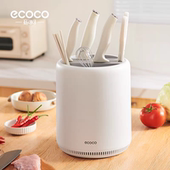 ecoco厨房旋转刀架置物架家用台面菜刀架子筷子筒刀架一体收纳盒