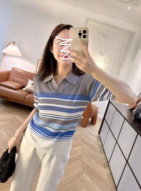 JOYIASS翻领短袖Lyocell针织t恤女子夏季新风格右肩宽松色块绸顶