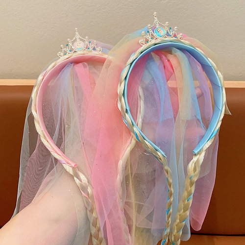 艾莎公主皇冠头饰发箍宝宝假发辫