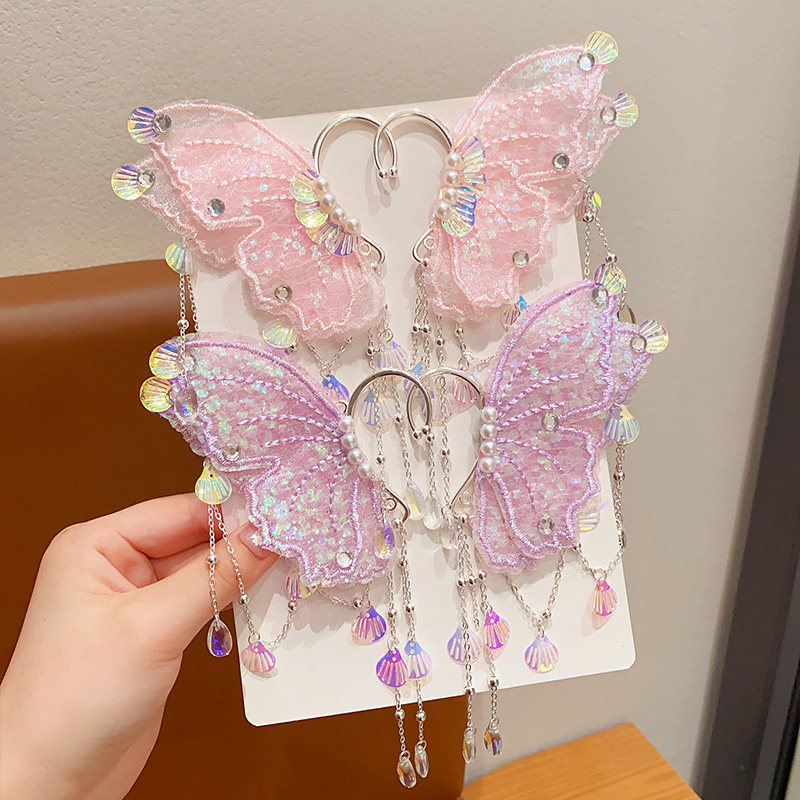 儿童耳挂美人鱼公主蝴蝶耳饰女童