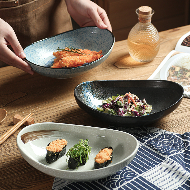 荣耀时创椭圆形元宝盘陶瓷