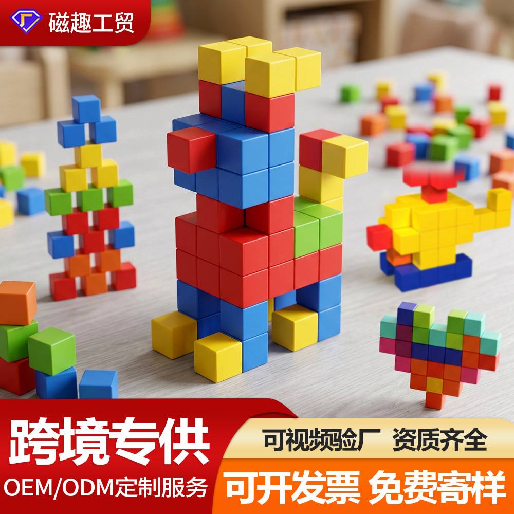 磁性儿童益智玩具拼接几何积木早教六面磁吸磁力方块套装