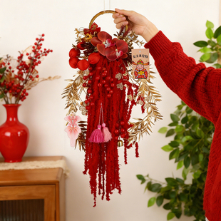 2026新年马年福字挂件装饰中国结挂饰门挂仿真花年氛围春节布置品