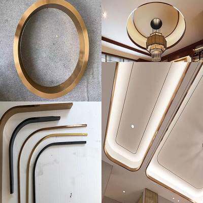 弧形不锈钢线条客厅天花吊顶圆弧收边条定制一体式圆角钛金包边条