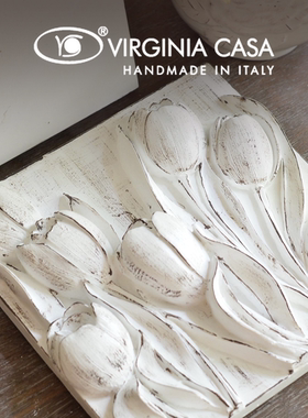 意大利Virginia Casa石膏浮雕壁挂家居艺术墙面装饰板立体花朵