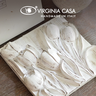 意大利Virginia Casa石膏浮雕壁挂家居艺术墙面装饰板立体花朵