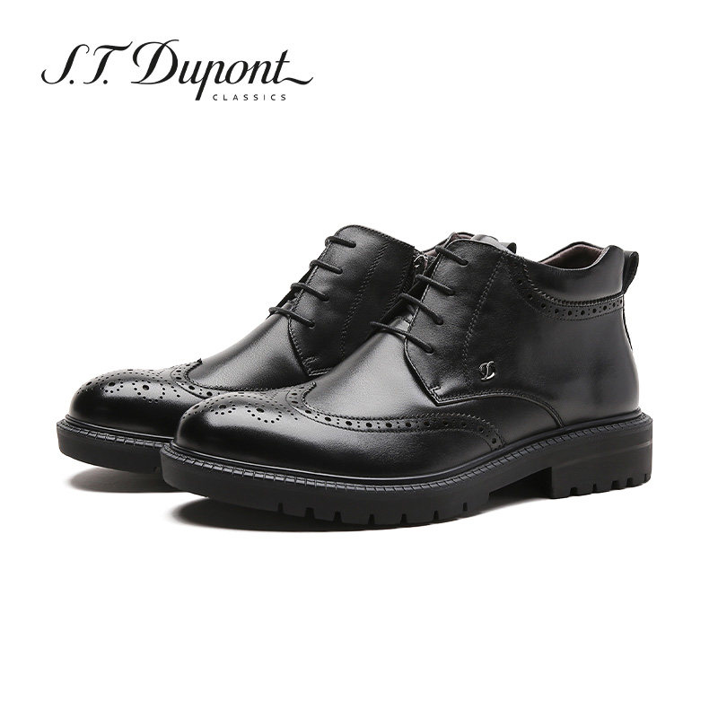 S.T. Dupont/都彭冬款加绒保暧商务靴子正装皮鞋男头层牛皮马丁靴