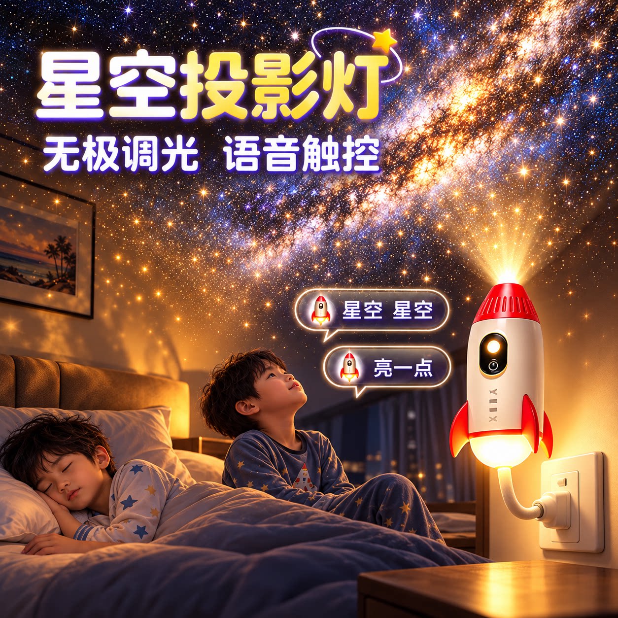 星空投影灯usb接口宇宙投影氛围灯节日气氛灯汽车星空顶背景墙小夜灯