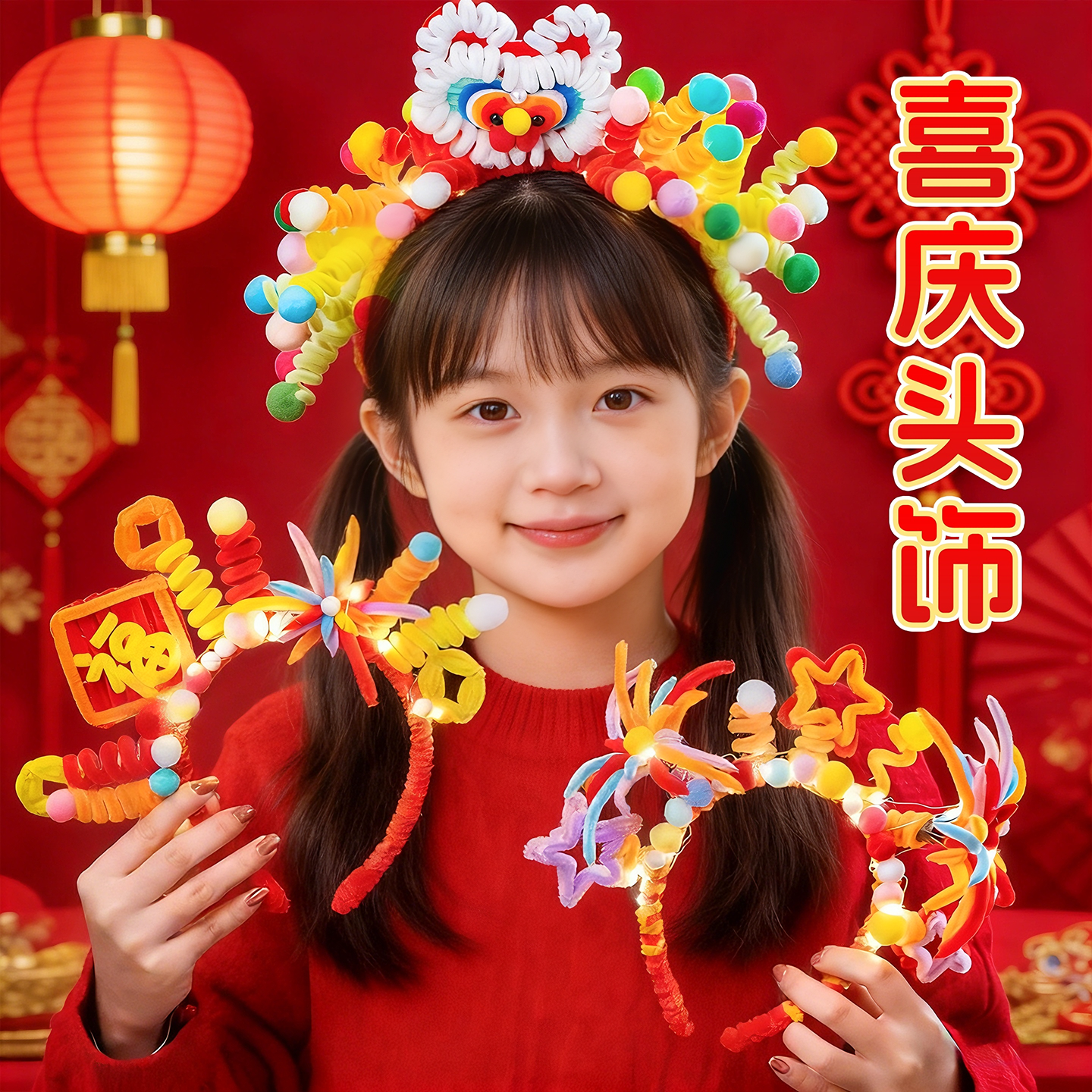 新年儿童马年头饰手工diy发箍制作材料发光扭扭棒幼儿园女孩礼物6,玩具/童车/益智/积木/模型,手工创意粘贴类,淘宝优惠券,粉丝福利购,淘宝优惠卷