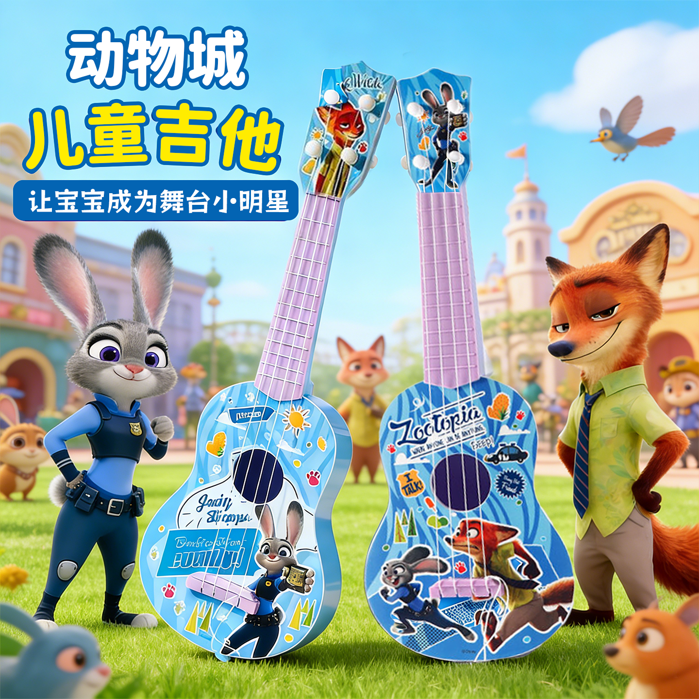 疯狂动物城儿童尤克里里可弹奏音乐玩具男女孩乐器生日礼物小吉他