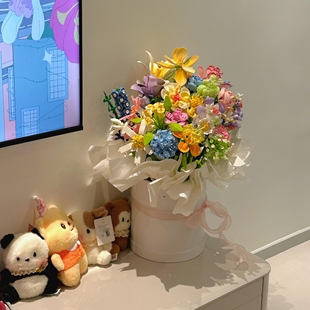 积木花朵拼装花束永生花家中装饰品摆件送女朋友闺蜜玩具花diy