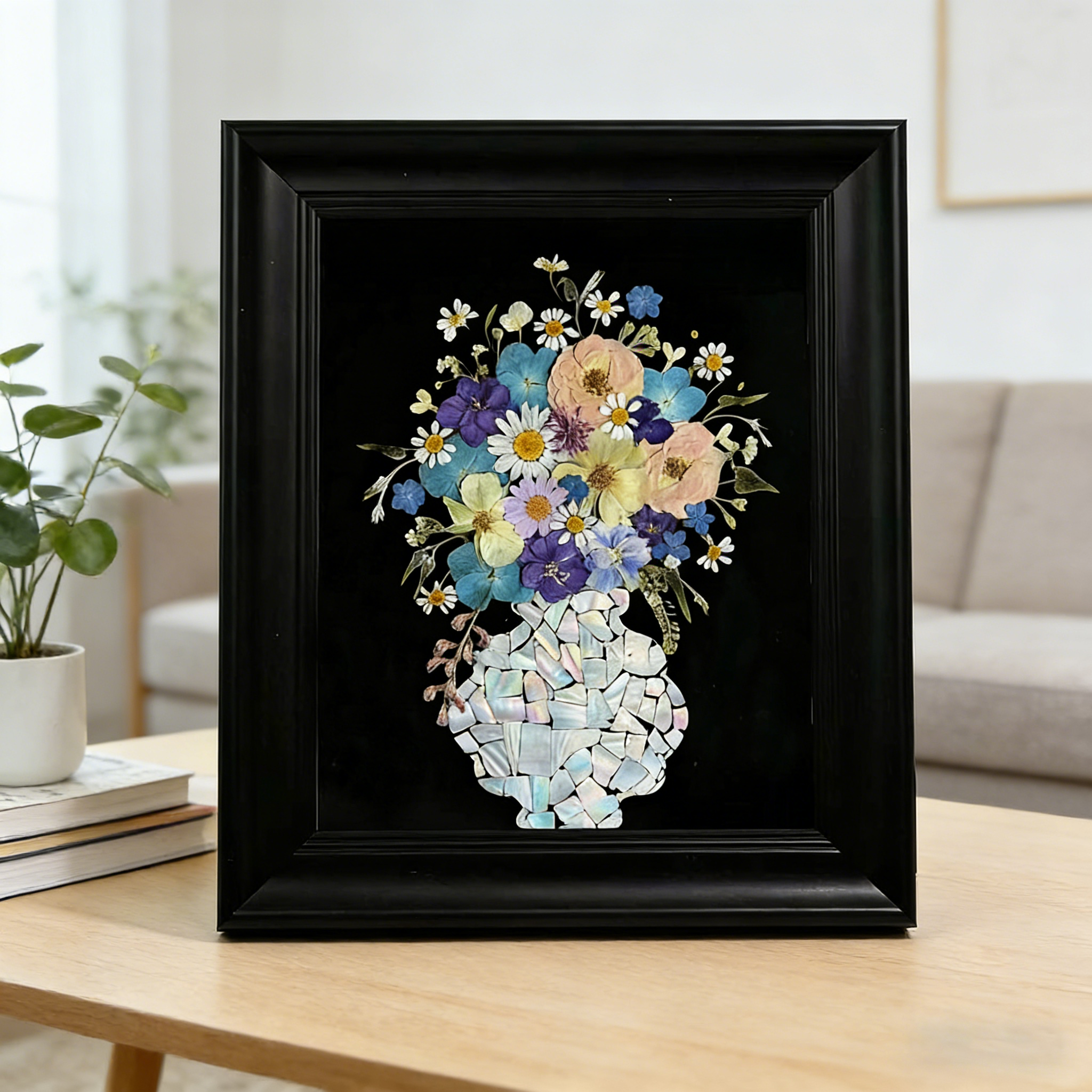 干花花瓶diy手工螺钿diy材料包花瓶暖场沙龙团建相框装饰画礼物
