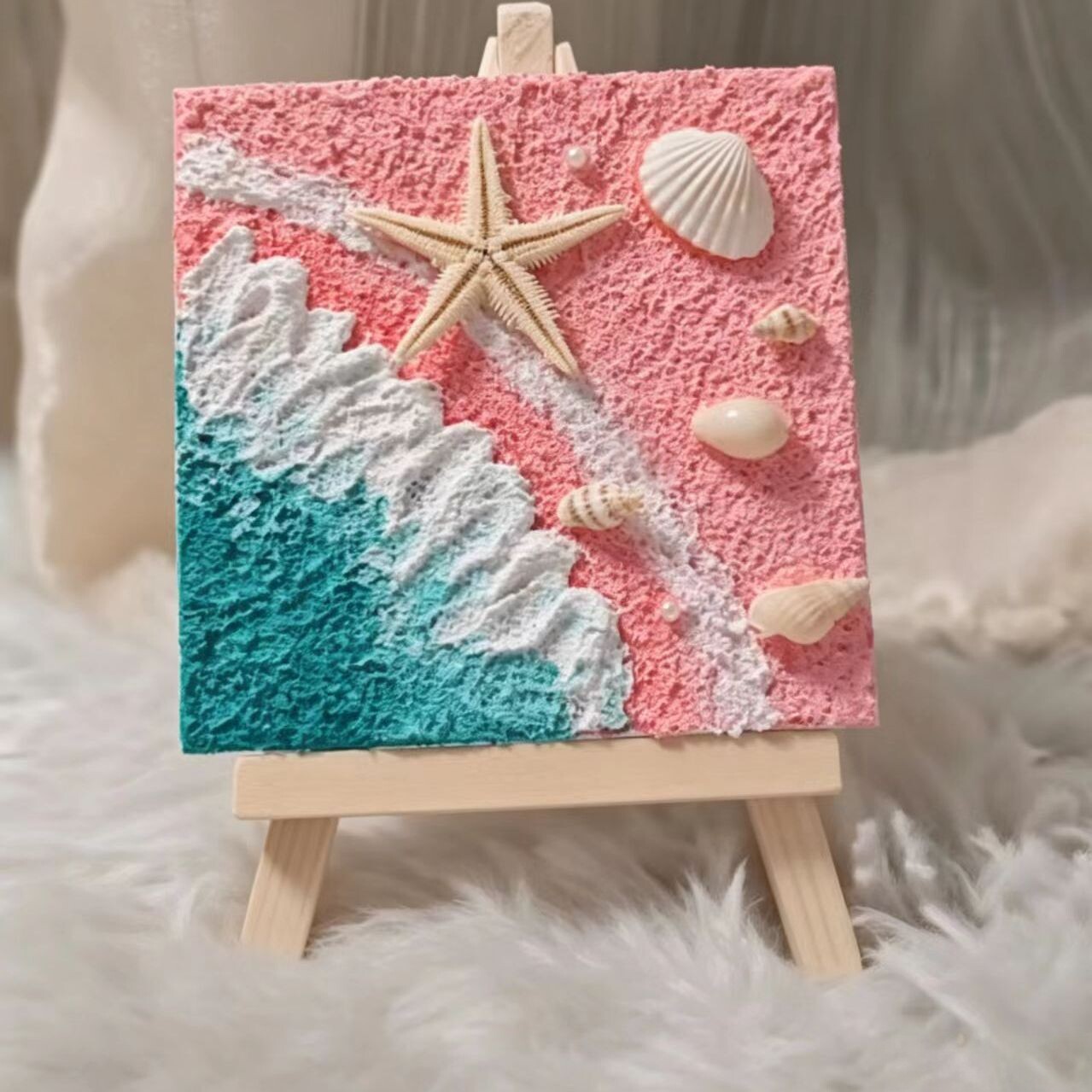 油画布海滩贝壳儿童diy礼物