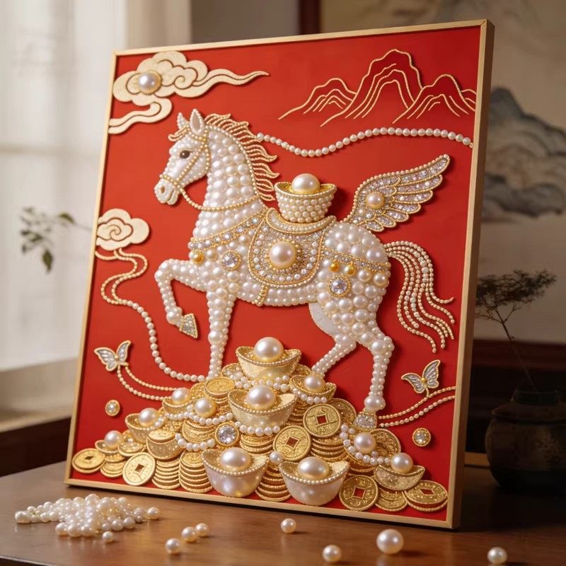 2026马年手工珍珠画diy材料财富宝马新年马创意手工客厅装饰挂画,家居饰品,DIY/数字油画,淘宝优惠券,粉丝福利购,淘宝优惠卷