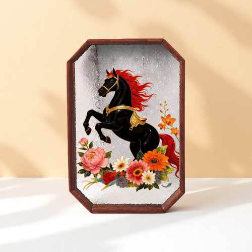 非遗马年黑马掐丝珐琅画diy材料手工团建暖场沙龙学生茶盘装饰画