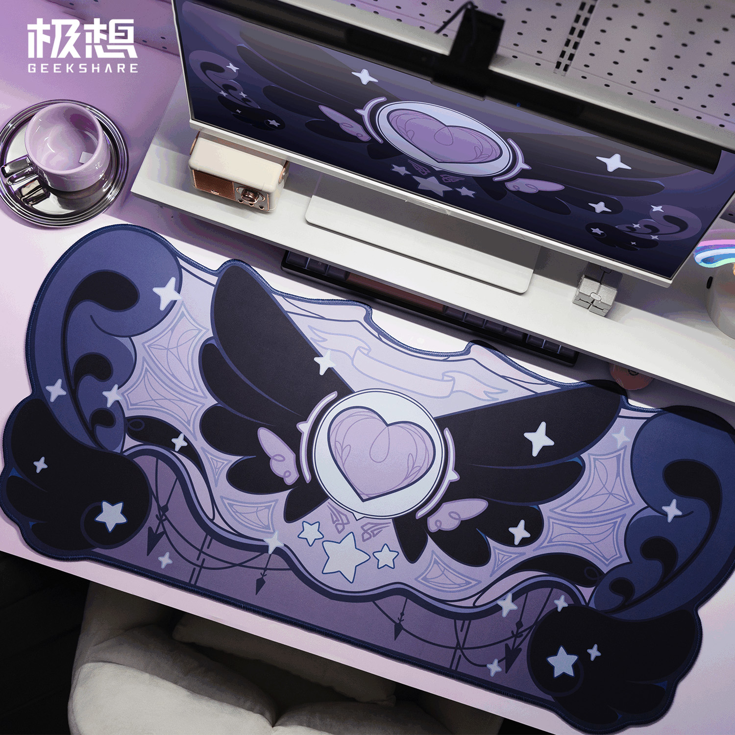 极想电竞鼠标垫星翼物语笔记本台式电脑垫超大办公桌垫暗黑风格防滑锁边加厚软垫
