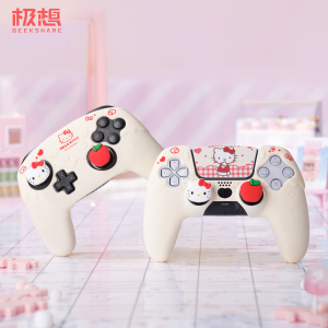 极想PS5/NS Pro手柄保护套硅胶壳防滑防汗软壳可爱卡通摇杆帽套装游戏机配件三丽鸥正版Hello Kitty联名新款