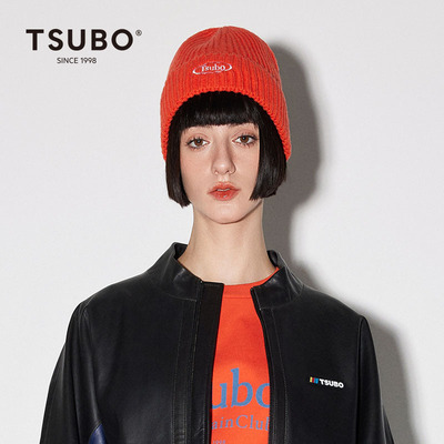 尺不TSUBO 男女同款 品牌经典LOGO柔软舒适不勒头保暖针织冷帽
