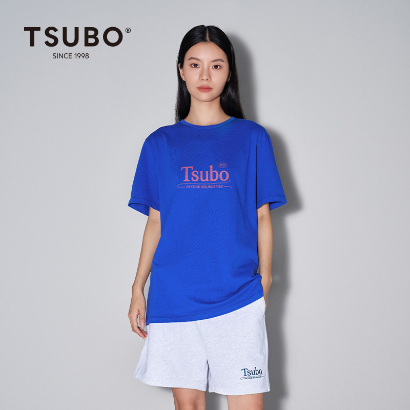 尺不TSUBO 男女同款 经典LOGO印花舒适休闲宽松T恤图片