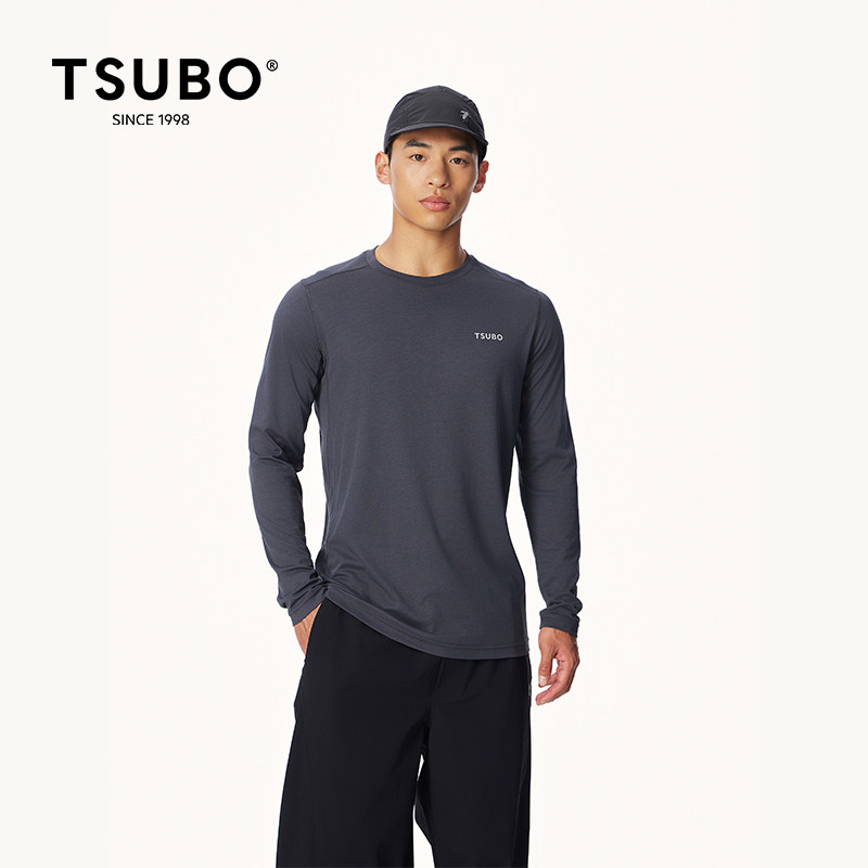 TSUBO尺不新款户外运动男圆领保暖长袖T恤舒适内搭柔滑上衣