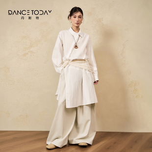 【直降】dancetoday白色衬衫女春季中长款衬衣裙叠穿外搭长袖上衣