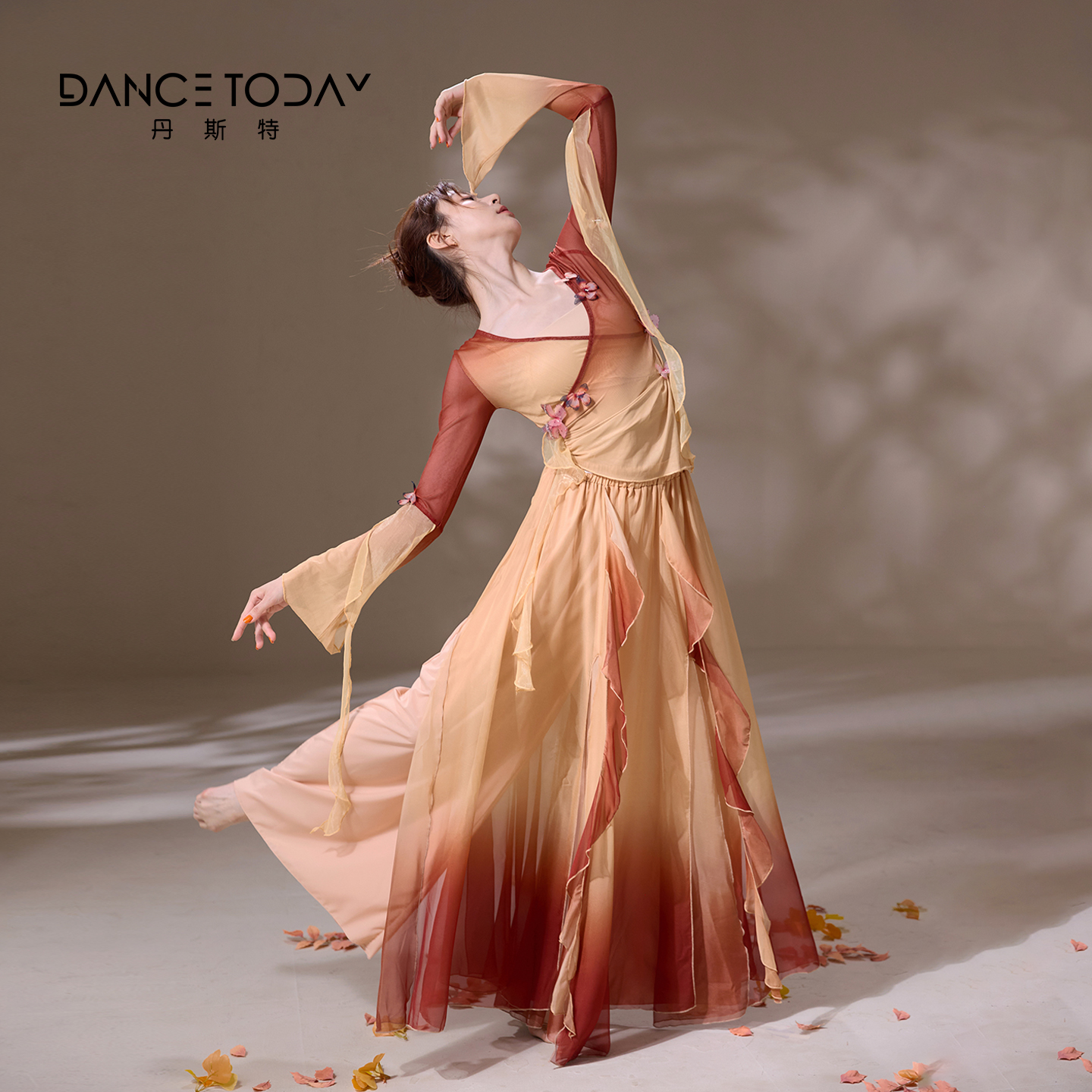 dancetoday古典舞演出服中国风渐变色纱衣飘逸仙气表演服丁达尔风