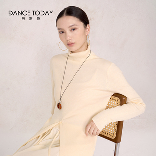 【直降】dancetoday高领针织衫女春设计开叉长袖毛衣裙长款舞蹈服