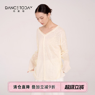【清仓】dancetoday现代舞练功服女春季针织衫露背长袖上衣舞蹈服