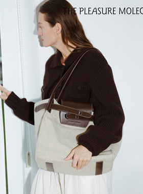 the pleasure molecule钥匙托特包亚麻帆布头层牛皮轻大容量松弛