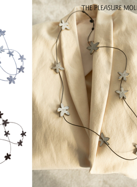 the pleasure molecule原创设计雾中小花手工头层牛皮项链度假感