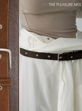 the pleasure molecule野花皮带手工刺绣小花牛皮腰带树膏皮反绒