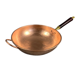 紫铜炒锅紫铜加厚纯黄铜锅纯手工燃气炒菜锅铜勺铜铲电磁炉铜火锅